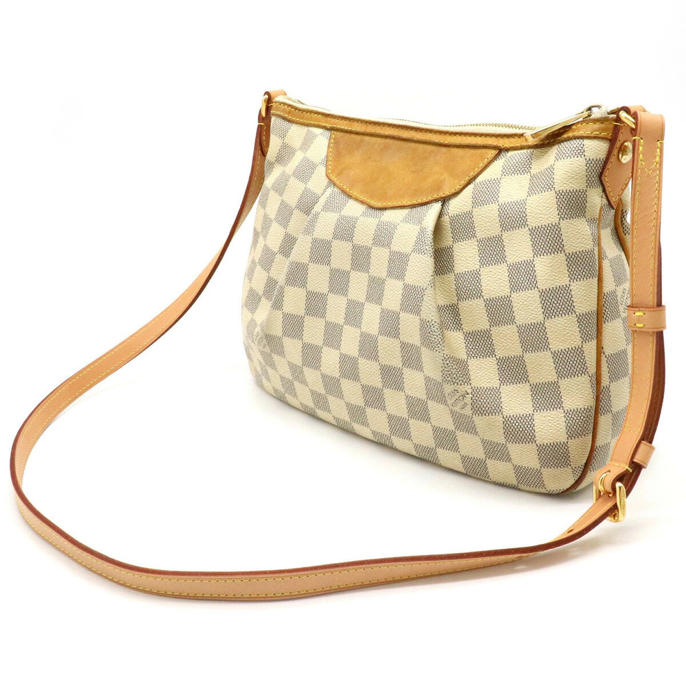 Louis Vuitton Crossbody Damier Azur Shoulder Bag White Siracusa White